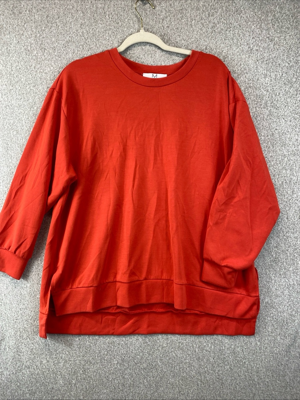 Magaschoni Puffy Sleeve Knit Top Womens 1X Autumn Orange Soft Cozy